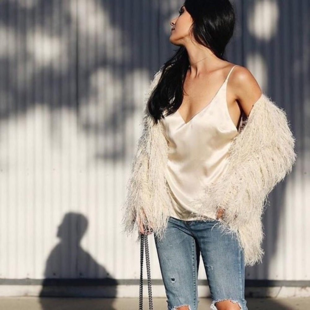 J.O.A. IVORY SHAGGY CARDIGAN